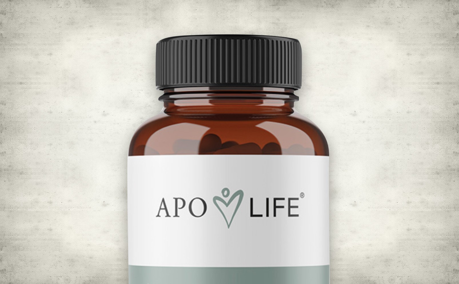 Das Bild zeigt eine braune Medikamentenflasche mit schwarzem Schraubverschluss, auf der das Etikett 